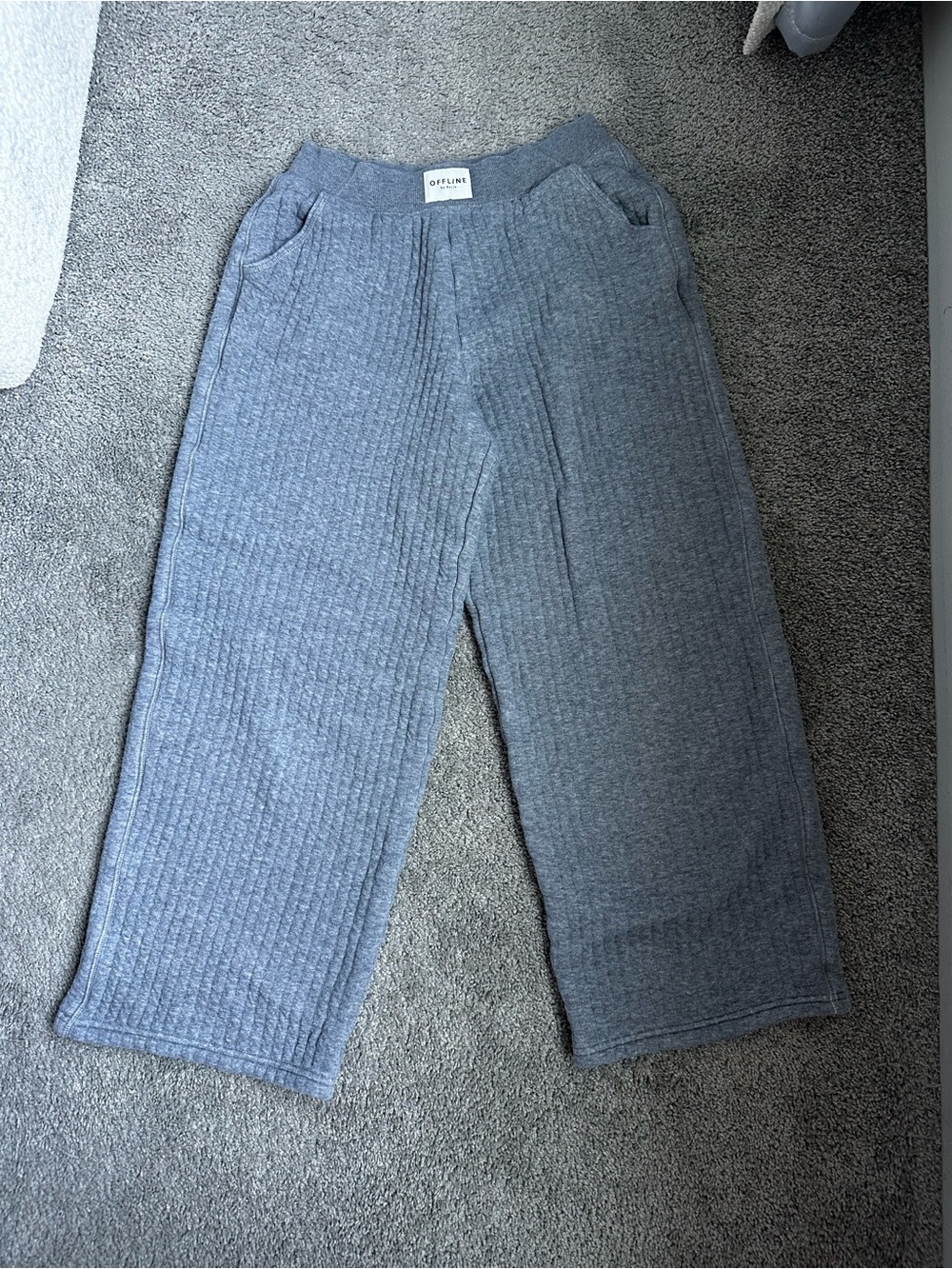 Offline Apparel Women's Gray Straight-Leg Quilted Pants
